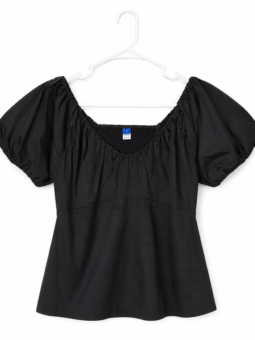 Old Navy Black Puff Sleeve Peasant Blouse